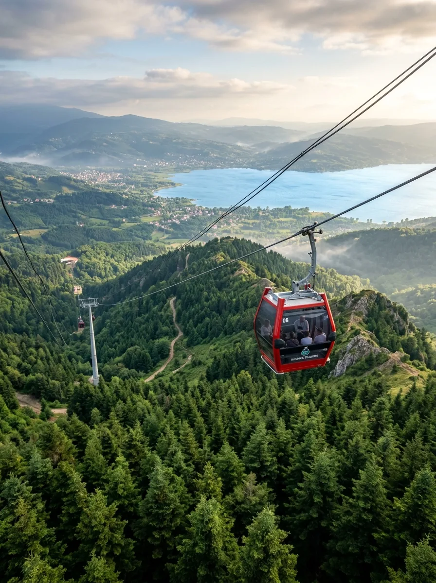 Sapanca Teleferik scenic cable car over lake and mountains